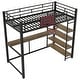preview thumbnail 5 of 10, Industrial-Style Loft Bed with Basketball hoop, Twin Size Metal Loft Bed Frame with Built-in Desk and Shelf for Kids Boys Girls