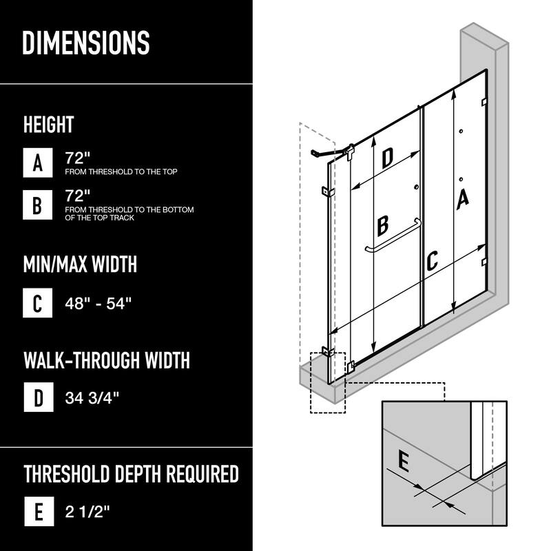 VIGO Pirouette Frameless Pivot Shower Door