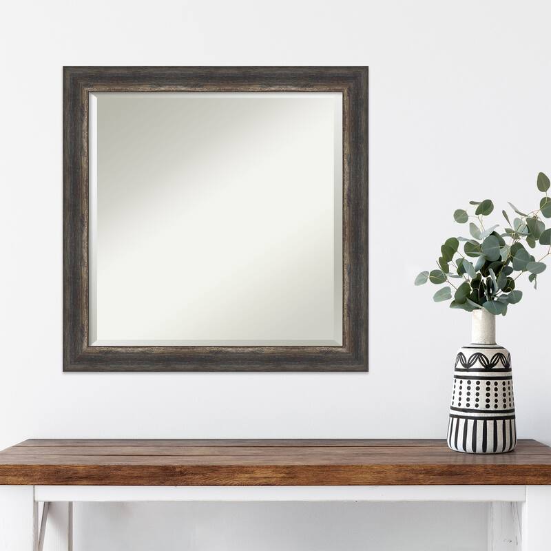 Beveled Wall Mirror - Bark Rustic Char Narrow Frame - Bark Rustic Char Narrow