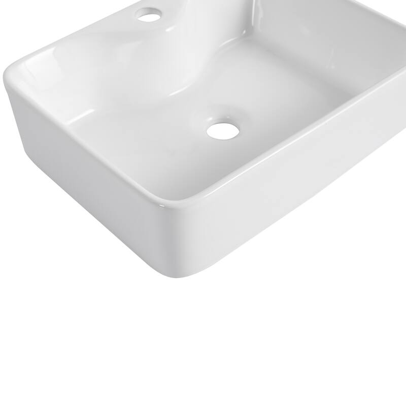 Ceramic Rectangular Above Counter White Bathroom Sink Art Basin