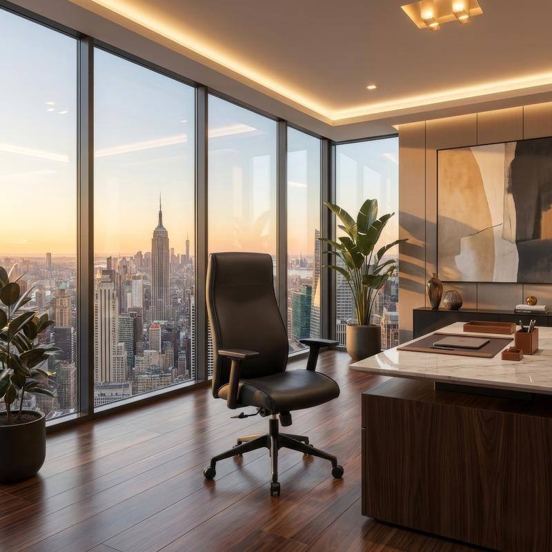 Maxwell High-Back Leather Adjustable Executive Office Chair - Ergonomic Swivel Desk with Stainless Steel Lift 350 lb. Limit