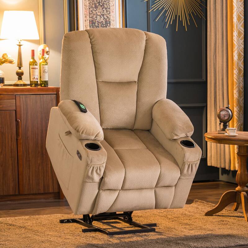 MCombo Electric Power Lift Recliner Chair with Extended Footrest, Fabric 7507