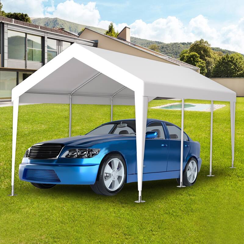 10x20FT Carport Canopy, Waterproof UV Protection, 72 Elastic Buckles - White