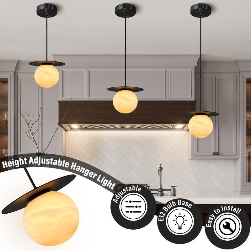 KAYLA Alabaster Pendant Light - Nordic Modern Brass Hanging Lamp