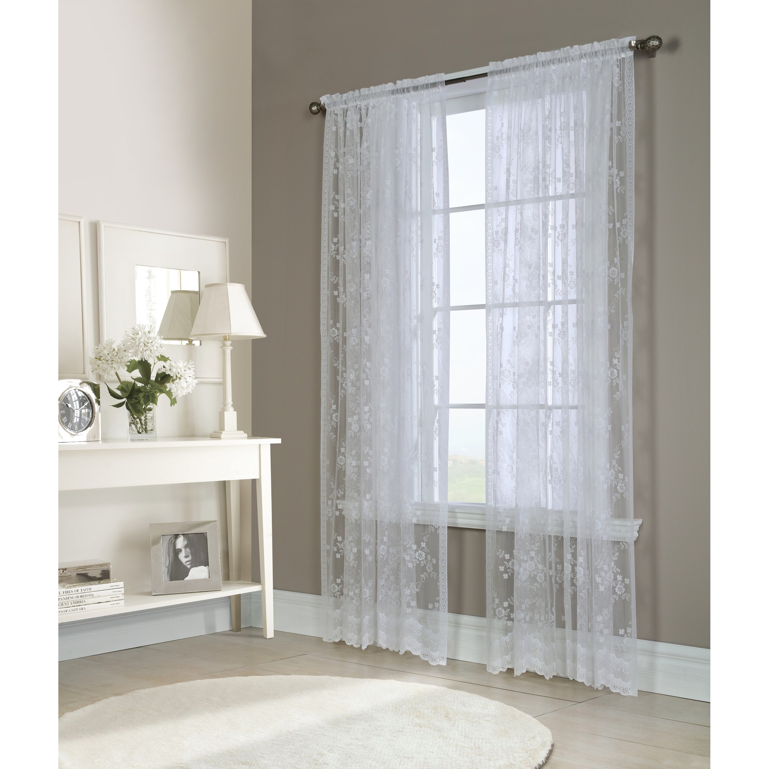 VALENCIA GREAT VALUE LOUVRE BLIND STYLE WHITE LACE CURTAINS CHEAP QUALITY 