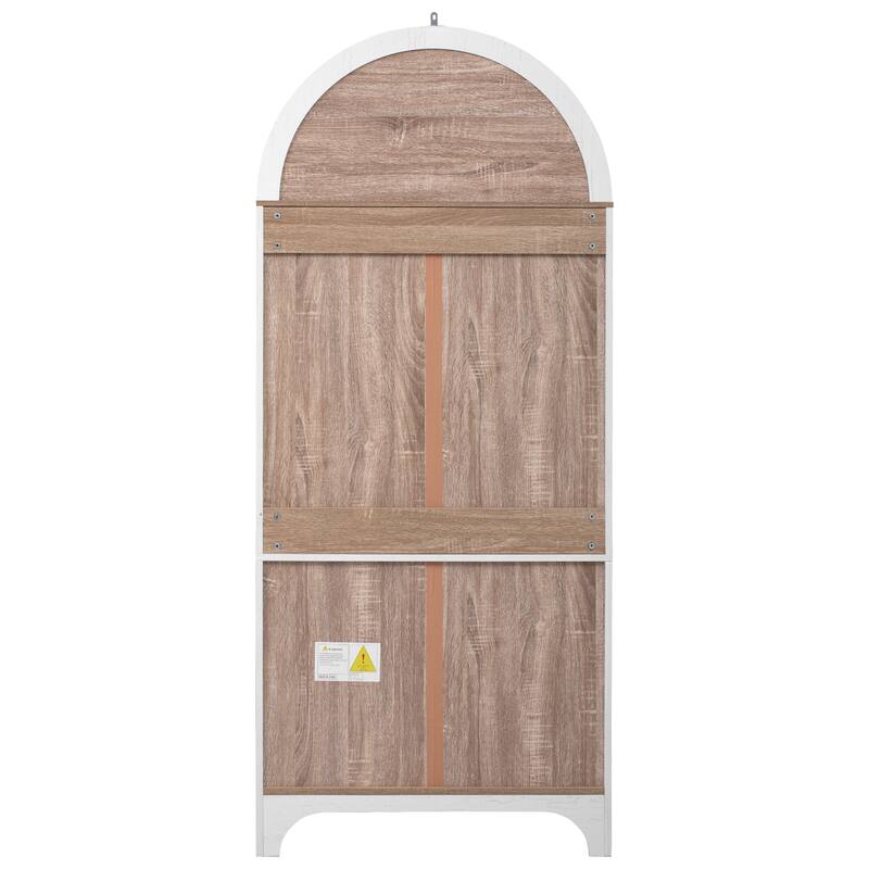 71" Tall Arched Kitchen Pantry Cabinet with Adjustable Shelves and Hidden Drawer for Stylish Storage Solutions