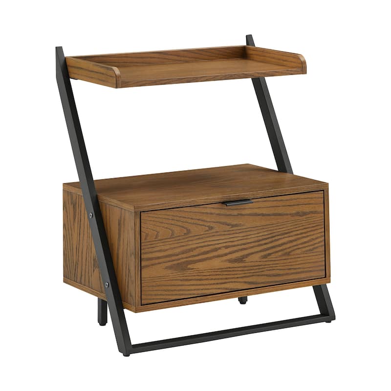 Eldersley Two-tone Black & Oak finish Nightstand by iNSPIRE Q Modern - 1-Drawer with 1 Shelf