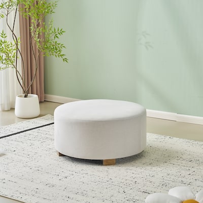 Christopher Knight Home - Octavia Fabric Round Ottoman with Silent Non Slip Feet
