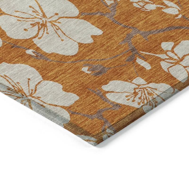 Machine Washable Indoor/ Outdoor Calm Floral Chantille Rug