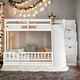 preview thumbnail 12 of 18, Twin Over Full Bunk Bed with Safety Guardrails,Pine Solid Wooden Kids Beds with Slide and Storage Staircase
