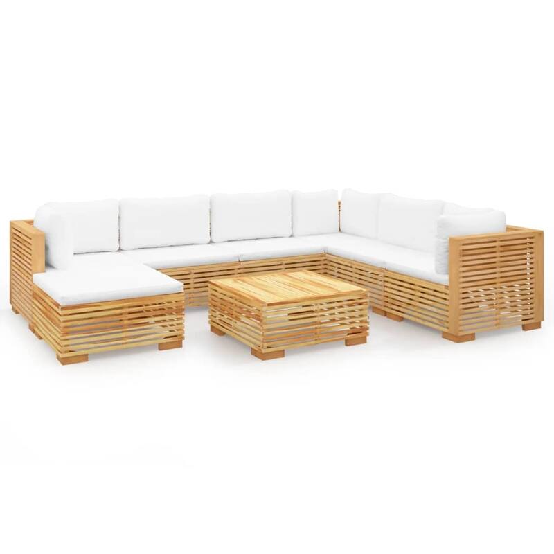 vidaXL 3 Piece Patio Lounge Set with Cushions Solid Wood Teak - 27.4" x 27.4" x 23.6"
