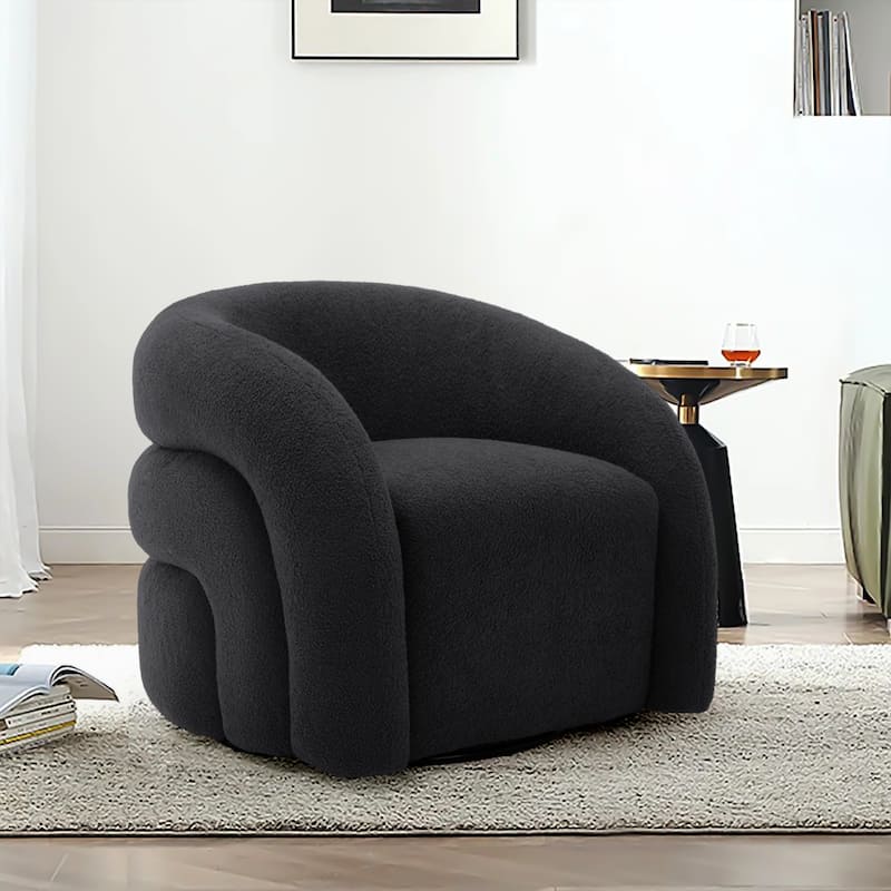 Upholstered Swivel Barrel Accent Chair