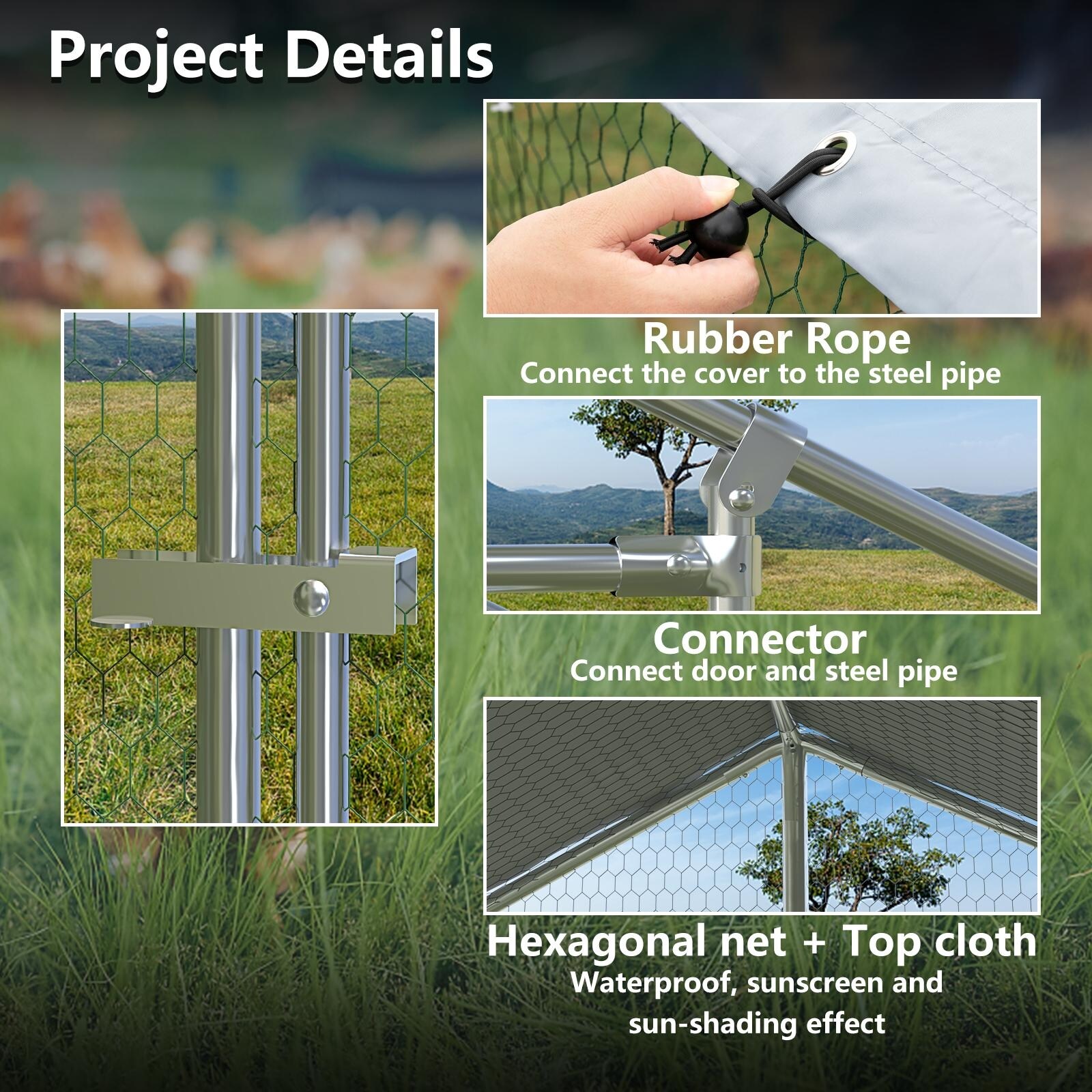 BOSSIN Bold Chicken Coop Run Large Metal Chicken Pen