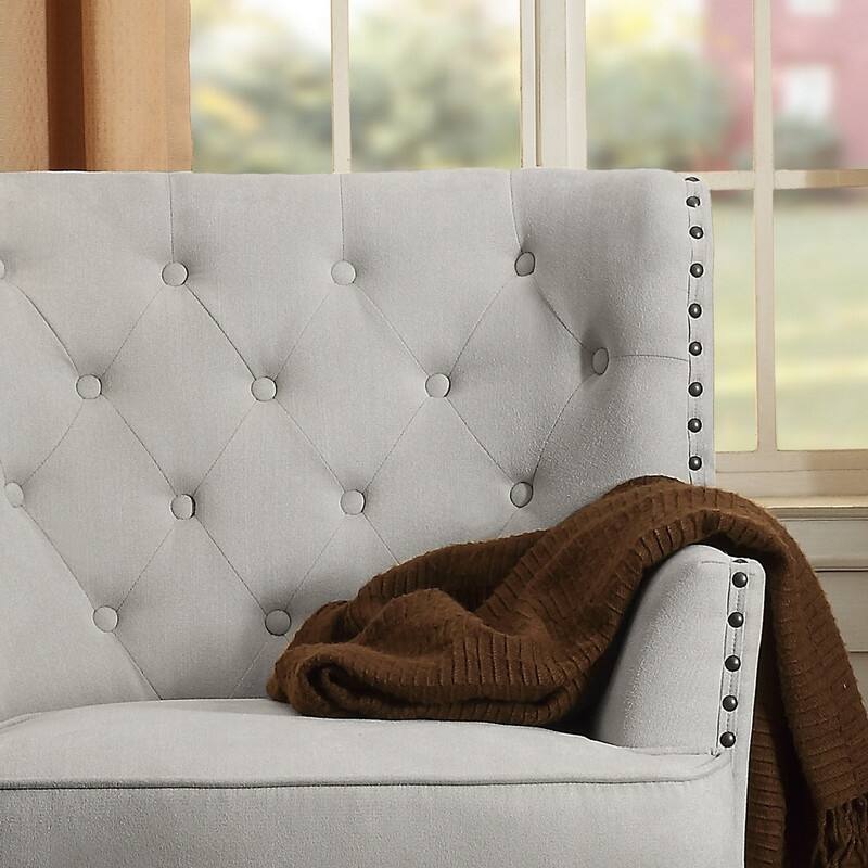 Moser Bay Mignon Velvet / Linen 30'' Wide Tufted Wingback Accent Chair