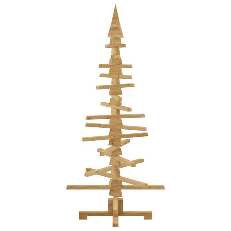 vidaXL Wooden Christmas Tree with Stand Brown Solid pine wood