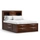preview thumbnail 12 of 40, Furniture of America Brent 6-Piece Wood Platform Bedroom Set with Drawers and Bookcase Headboard