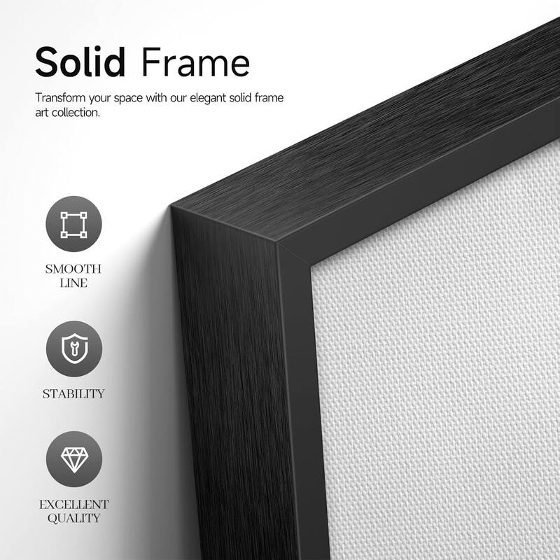 Framed Neutral Abstract Wall Art,Black and Beige Modern Canvas