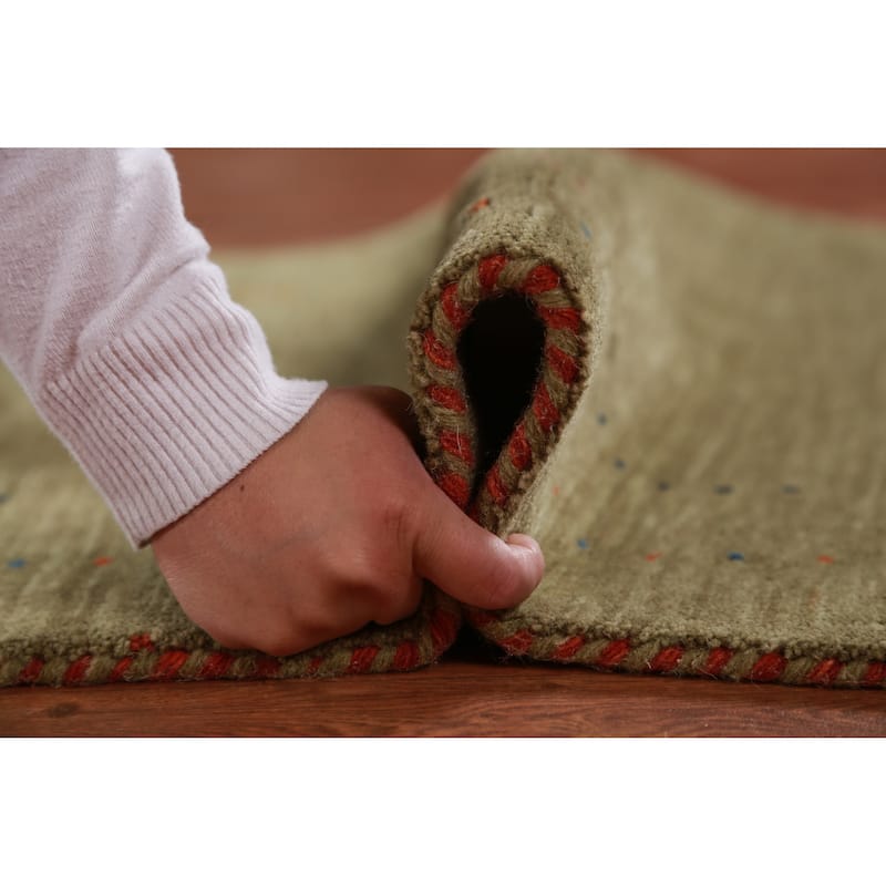 Hand Knotted Oriental 100% Wool Carpet Tribal Tribal Green Gabbeh Area Rug - 5' 0'' X 3' 2''