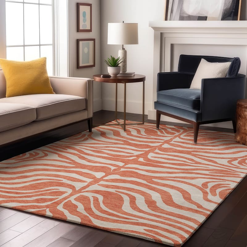 Premium Washable Super Soft Zebra Print Mayfield Rug - Coral - 8' x 10'