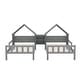 preview thumbnail 10 of 26, Double Twin Size Platform Kids Bed Frame with House-Shaped Headboard and Built-in Nightstand, No Box Spring Required, Grey
