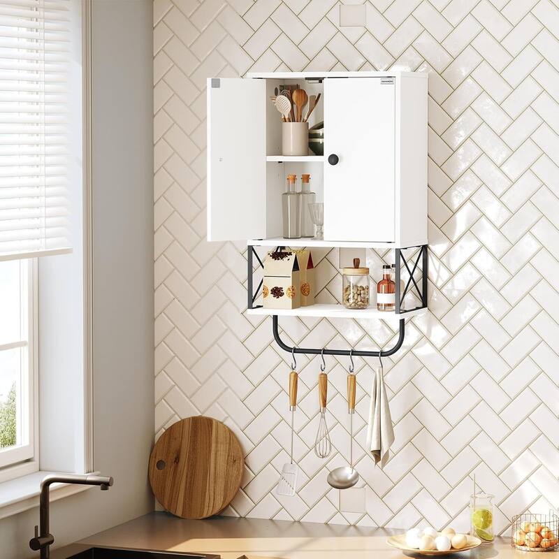 3-Tier Wall Mounted Storage Cabinet Over The Toilet for Bathroom Laundry Room