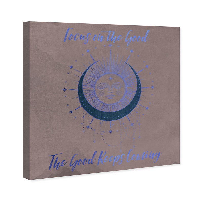 Wynwood Studio Prints Astronomy and Space Good Vibes Solar Luna Gold Black and Pastel Black Glam Wall Art Canvas Print