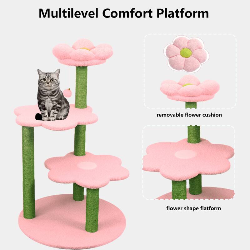 Cat Tree with Removable Cozy Perch & Scratching Posts Hanging, Toy Multi-Level Cat Furniture for Cats to Climb