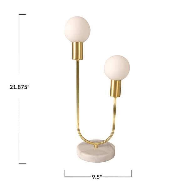 Modern Side Table Lamp with Frosted Glass Sphere Bulbs and Marble Base