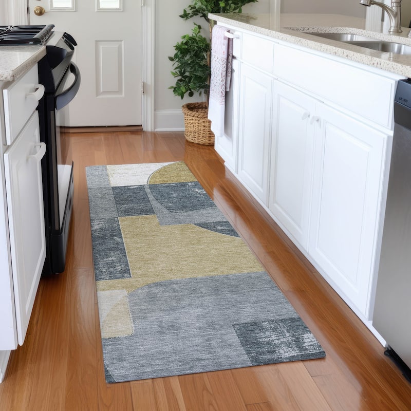 Premium Washable Super Soft Geo Modern Mayfield Rug - Gray - 2'3" x 7'6"