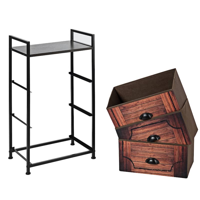Costway 3 Drawer Fabric Dresser Storage Tower Nightstand Sturdy Steel