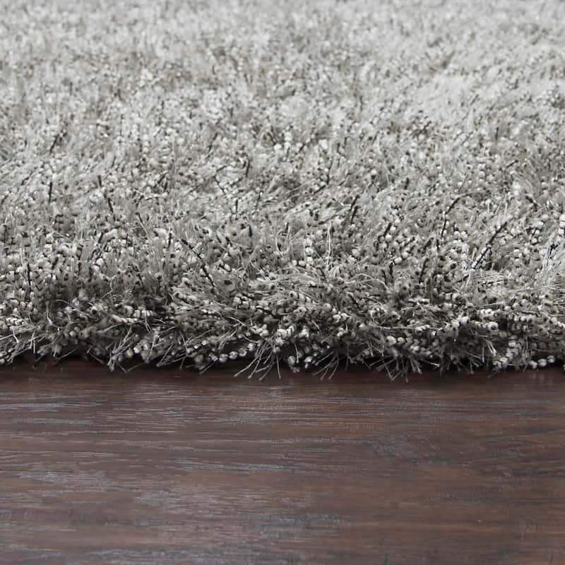 Alora Decor Pearl Contemporary Solid Gray Polyester/Lurex Area Rug