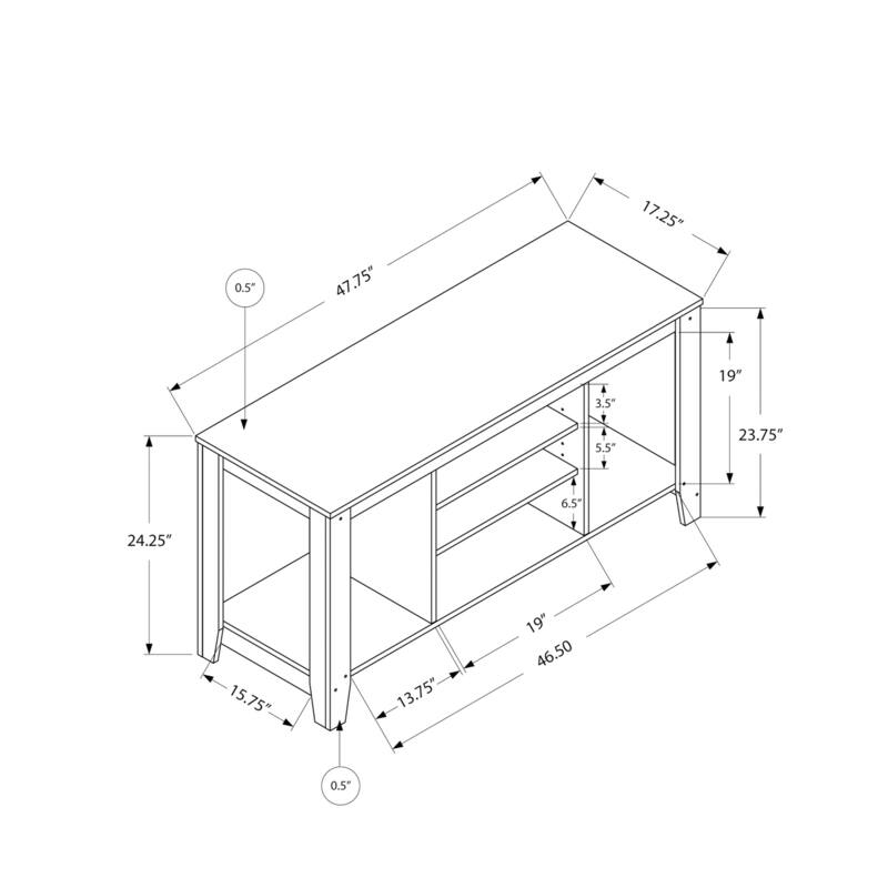 47.75" Contemporary TV Stand with Adjustable Shelves & Wire Management, Space-Saving Design