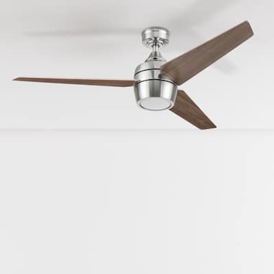 52" Honeywell Eamon Brushed Nickel Modern Indoor LED Ceiling Fan with Light, Remote Control