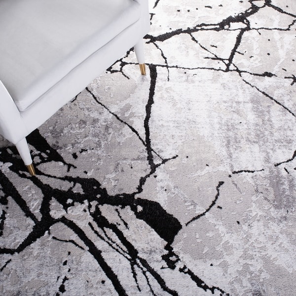 SAFAVIEH Amelia Fietje Modern Abstract Distressed Rug - 9' x 12' - Grey/Black