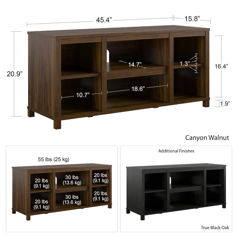 Anmytek Black Media Console TV Stand for up to 50 Inch TV, Open Shelf Entertainment Center