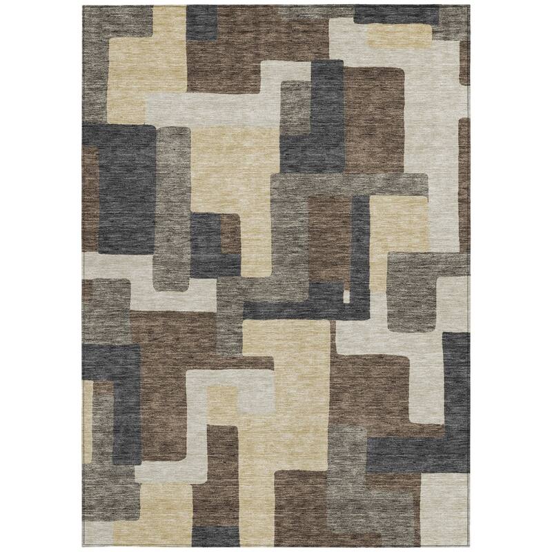 HomeRoots Abstract Transitional Rectangle Outdoor Rug