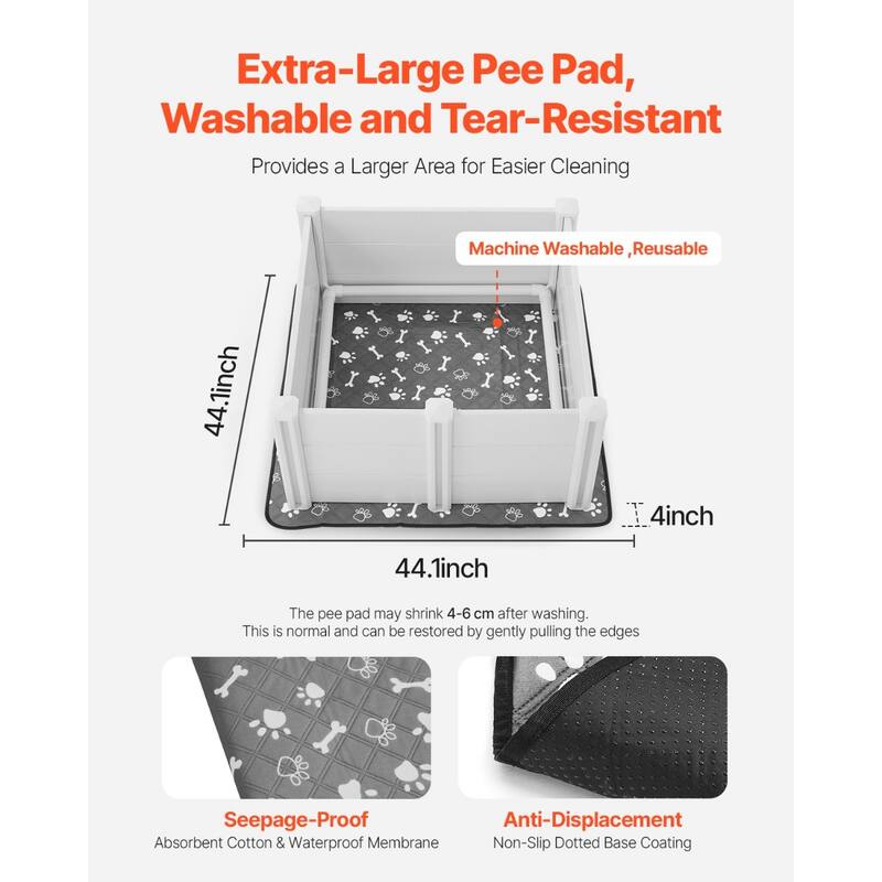Grey PVC Whelping Box for Dogs with Adjustable Doors and Pad