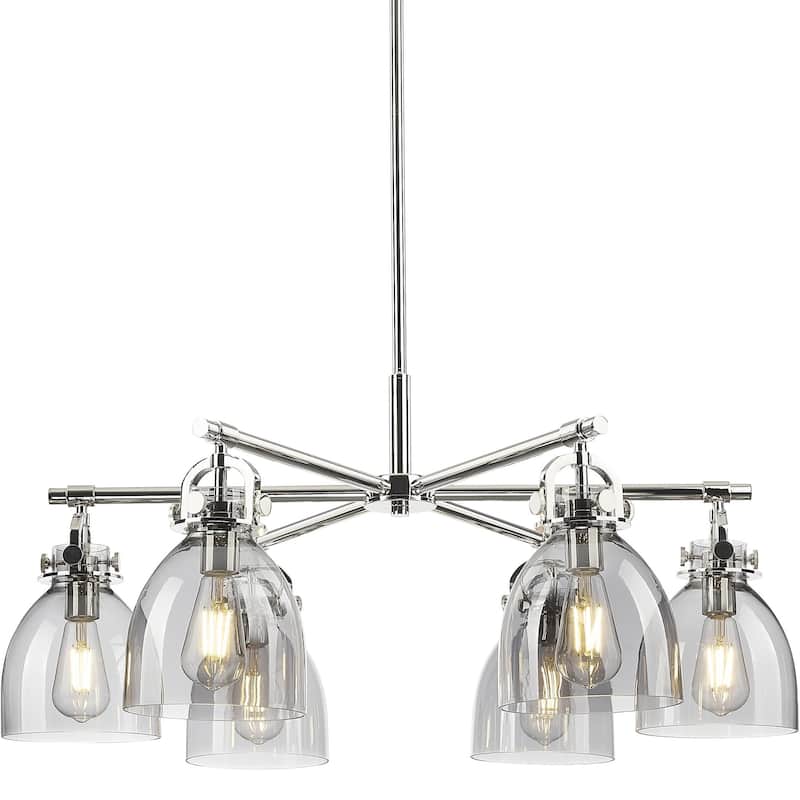 Innovations Lighting 410-6CR-16-26 Newton Bell Chandelier Newton Bell - Polished Nickel / Light Smoke