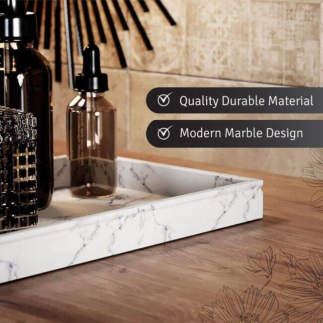 Creative Scents White Marble Decor Tray - 10x6
