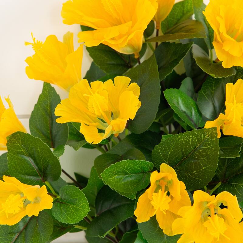 19-in UV Resistant Artificial Hibiscus Bush - Set of 3