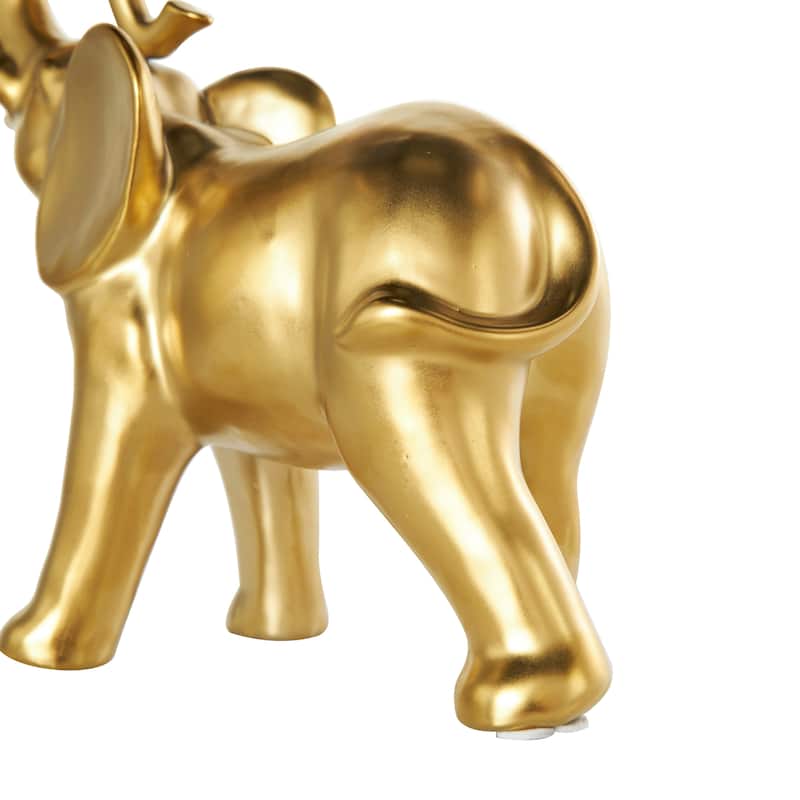 Gold or Silver Ceramic Standing Elephant Sculpture