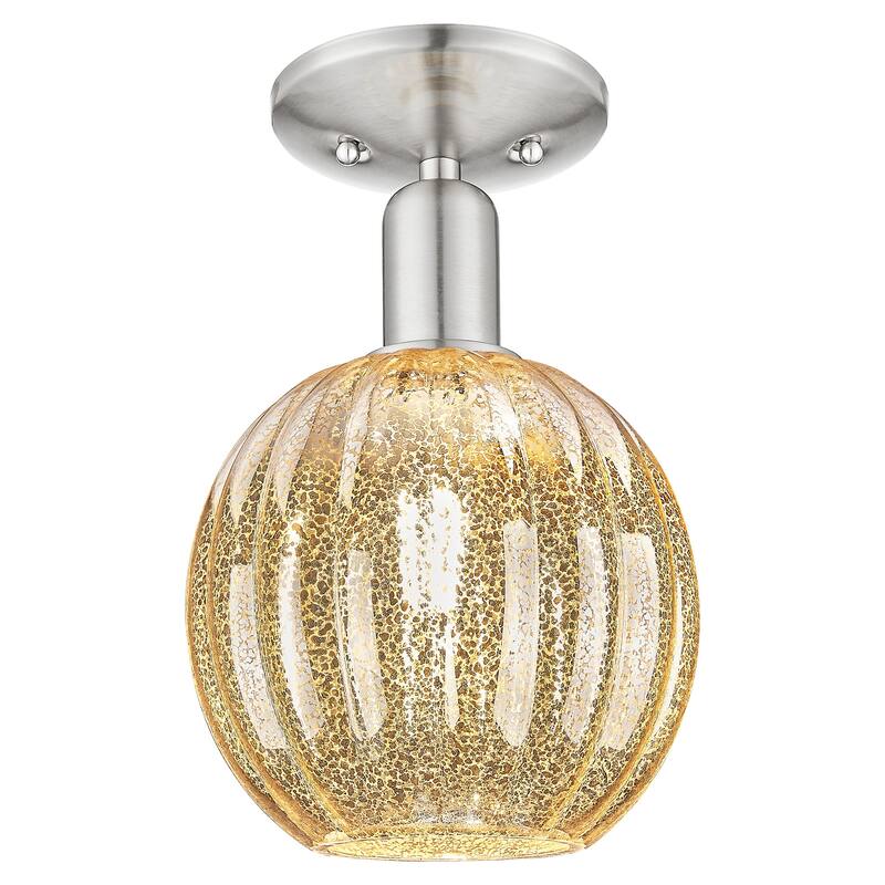Innovations Lighting 716-1C-G458-7ME Preston 7" Wide Semi-Flush Globe - Brushed Satin Nickel