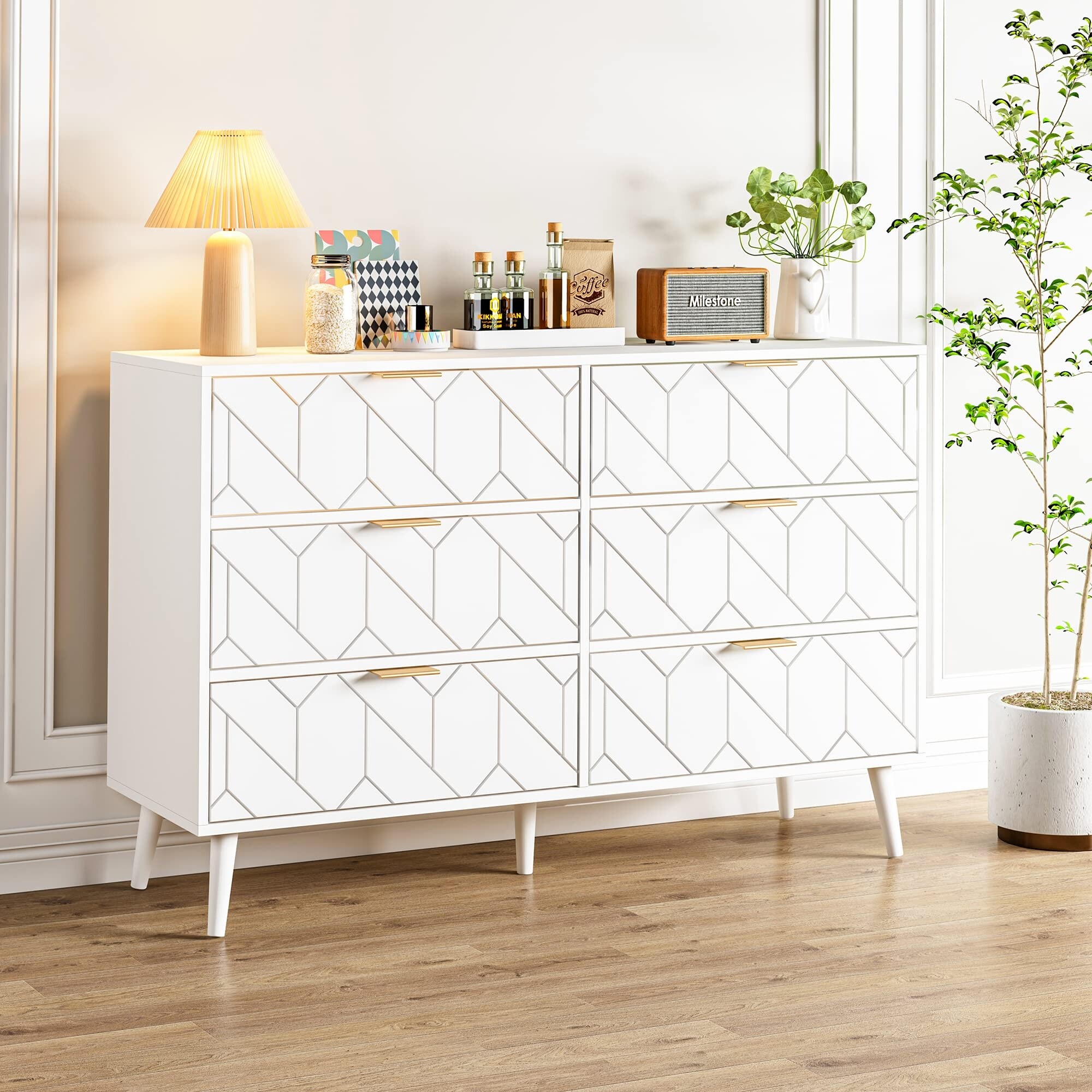 White and discount gold bedroom dresser