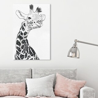 Oliver Gal 'glitter Spots Giraffe Black' Animals Wall Art Canvas Print 