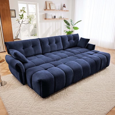 3-Seater Modular Sofa with 3 Ottomans & Pillows