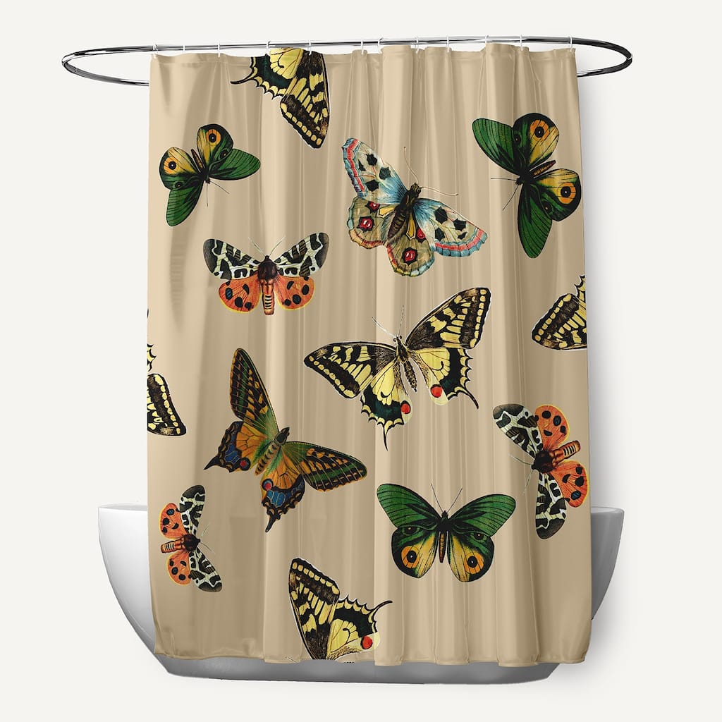 71 x 74-inch Butterflies Animal Print Print Print Shower Curtain