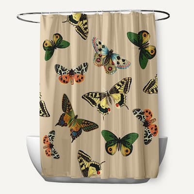 71 x 74-inch Butterflies Animal Print Print Print Shower Curtain
