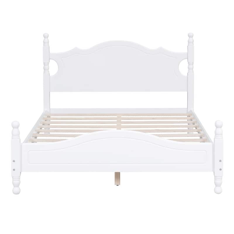 Retro Pine Wood Platform Bed