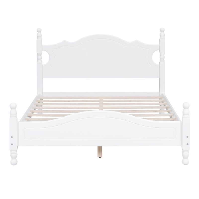 Retro Style Platform Bed Frame with Headboard and Wooden Slat Support