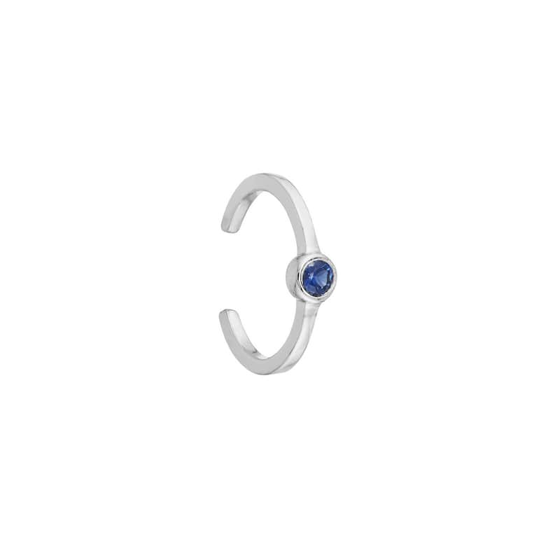 Curata 14k White Gold 0.09tcw Genuine sapphire Cuff Earrings
